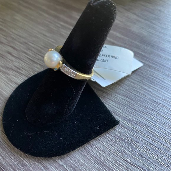 Cultured Pearl Ring with Diamonds NWT Cultured Pearl - Picture 2 of 4